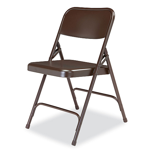 NPS 200 Series Premium All-Steel Double Hinge Folding Chair, Supports Up to 500 lb, 17.25" Seat Height, Brown, 4/Carton (203)