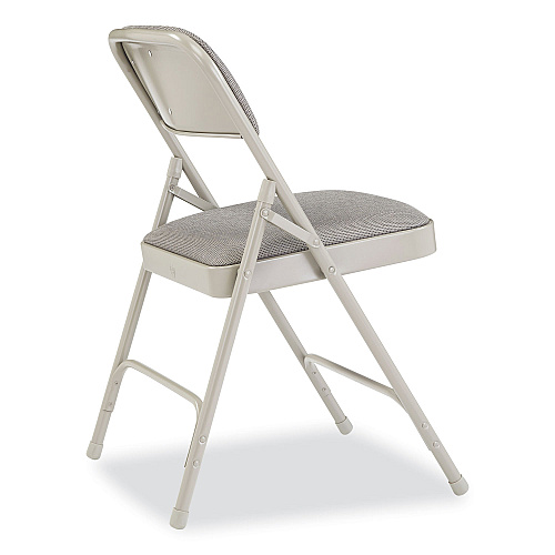 NPS 2200 Series Fabric Dual-Hinge Premium Folding Chair, Supports 500 lb, Greystone Seat, Greystone Back, Gray Base, 4/Carton (2202)