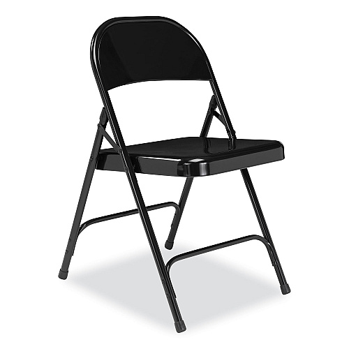 NPS 50 Series All-Steel Folding Chair, Supports Up to 500 lb, 16.75" Seat Height, Black Seat, Black Back, Black Base, 4/Carton (510)
