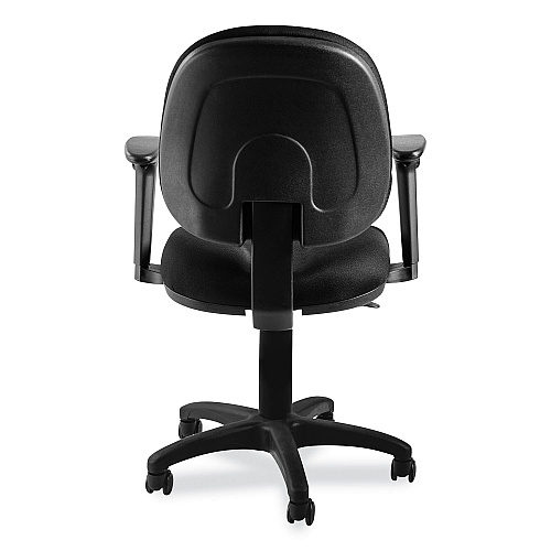 NPS Comfort Task Chair with Arms, Supports Up to 300 lb, 19" to 23" Seat Height, Black Seat, Black Back, Black Base (CTCA)