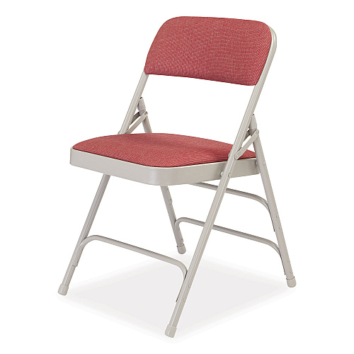 NPS 2300 Series Fabric Upholstered Tri-Brace Folding Chair, Supports 500 lb, Cabernet Seat, Cabernet Back, Gray Base, 4/Carton (2308)