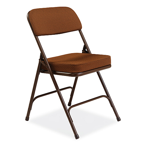 NPS 3200 Series Premium Fabric Dual-Hinge Folding Chair, Supports Up to 300 lb, Gold Seat, Gold Back, Brown Base, 2/Carton (3219)