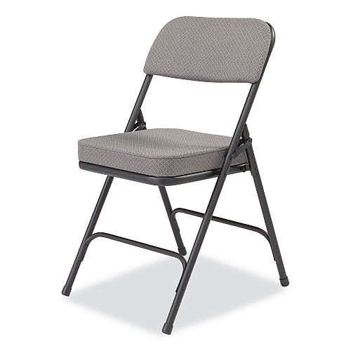 NPS 3200 Series Fabric Dual-Hinge Folding Chair, Supports Up to 300 lb, Charcoal Seat, Charocoal Back, Black Base, 2/Carton (3212)