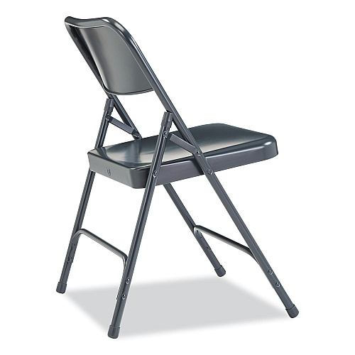 NPS 200 Series Premium All-Steel Double Hinge Folding Chair, Supports Up to 500 lb, 17.25" Seat Height, Blue, 4/Carton (204)