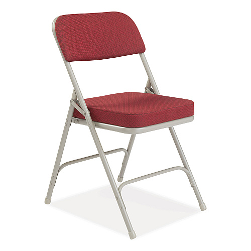 NPS 3200 Series Premium Fabric Dual-Hinge Folding Chair, Supports Up to 300 lb, Burgundy Seat, Burgundy Back, Gray Base, 2/Carton (3218)
