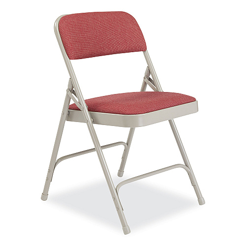 NPS 2200 Series Fabric Dual-Hinge Premium Folding Chair, Supports Up to 500 lb, Cabernet Seat, Cabernet Back, Gray Base, 4/Carton (2208)