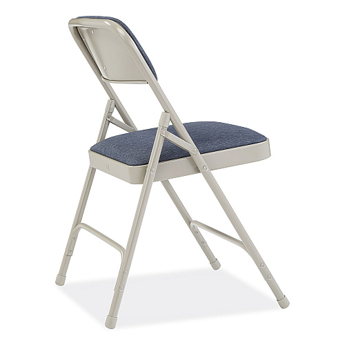 NPS 2200 Series Fabric Dual-Hinge Premium Folding Chair, Supports Up to 500 lb, Blue Seat, Blue Back, Gray Base, 4/Carton (2205)