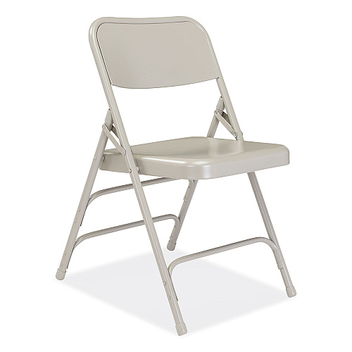 NPS 300 Series Deluxe All-Steel Triple Brace Folding Chair, Supports Up to 480 lb, 17.25" Seat Height, Gray, 4/Carton (302)