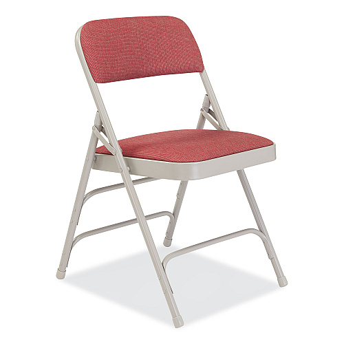 NPS 2300 Series Fabric Upholstered Tri-Brace Folding Chair, Supports 500 lb, Cabernet Seat, Cabernet Back, Gray Base, 4/Carton (2308)