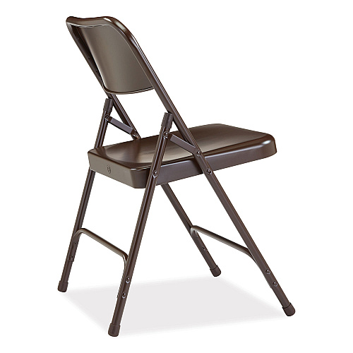 NPS 200 Series Premium All-Steel Double Hinge Folding Chair, Supports Up to 500 lb, 17.25" Seat Height, Brown, 4/Carton (203)
