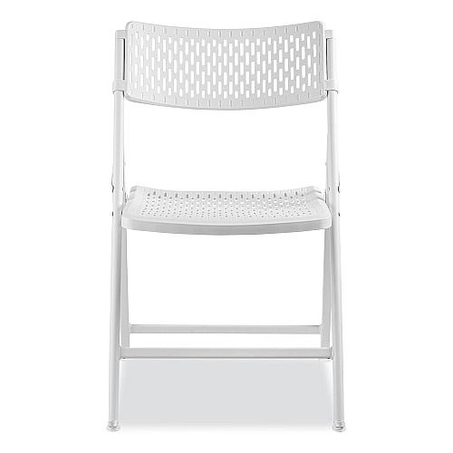 NPS AirFlex Series Premium Poly Folding Chair, Supports Up to 1,000 lb, 17.25" Seat Height, White Seat/Back/Base, 4/Carton (1421)