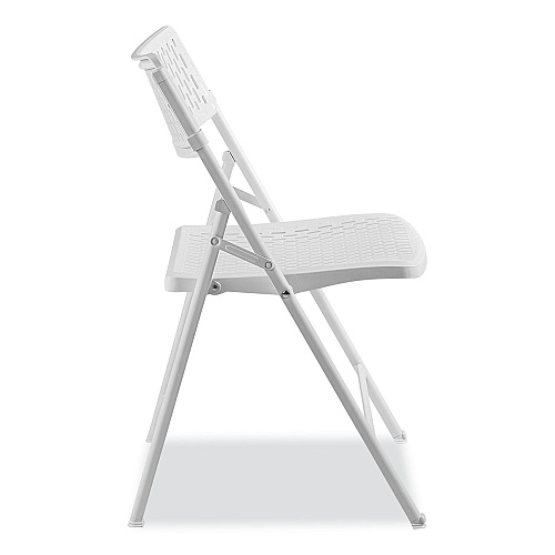 NPS AirFlex Series Premium Poly Folding Chair, Supports Up to 1,000 lb, 17.25" Seat Height, White Seat/Back/Base, 4/Carton (1421)