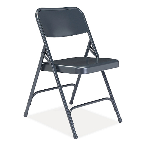 NPS 200 Series Premium All-Steel Double Hinge Folding Chair, Supports Up to 500 lb, 17.25" Seat Height, Blue, 4/Carton (204)