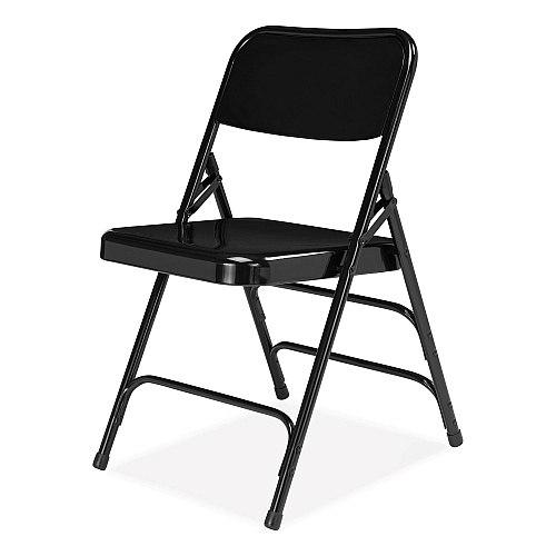NPS 300 Series Deluxe All-Steel Triple Brace Folding Chair, Supports Up to 480 lb, 17.25" Seat Height, Black, 4/Carton (310)