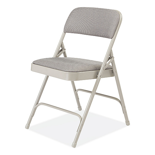 NPS 2200 Series Fabric Dual-Hinge Premium Folding Chair, Supports 500 lb, Greystone Seat, Greystone Back, Gray Base, 4/Carton (2202)