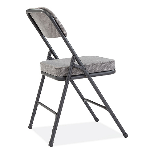 NPS 3200 Series Fabric Dual-Hinge Folding Chair, Supports Up to 300 lb, Charcoal Seat, Charocoal Back, Black Base, 2/Carton (3212)