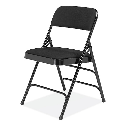 NPS 2300 Series Fabric Upholstered Triple Brace Premium Folding Chair, Supports Up to 500 lb, Midnight Black, 4/Carton (2310)