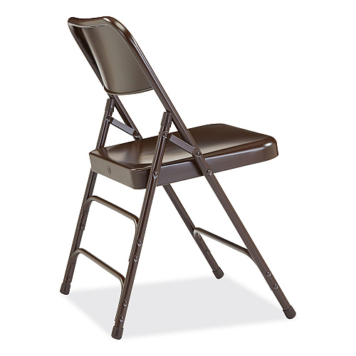 NPS 300 Series Deluxe All-Steel Triple Brace Folding Chair, Supports Up to 480 lb, 17.25" Seat Height, Brown, 4/Carton (303)