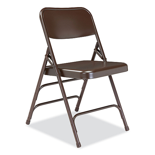 NPS 300 Series Deluxe All-Steel Triple Brace Folding Chair, Supports Up to 480 lb, 17.25" Seat Height, Brown, 4/Carton (303)