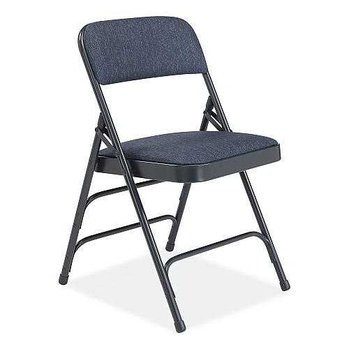 NPS 2300 Series Deluxe Fabric Upholstered Triple Brace Folding Chair, Supports Up to 500 lb, Imperial Blue, 4/Carton (2304)