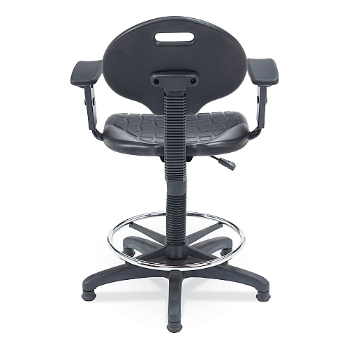 NPS 6700 Series Polyurethane Adj Height Task Chair w/Arms, Supports Up to 300 lb, 22" to 32" Seat Height, Black Seat, Black Base (6722HBA)