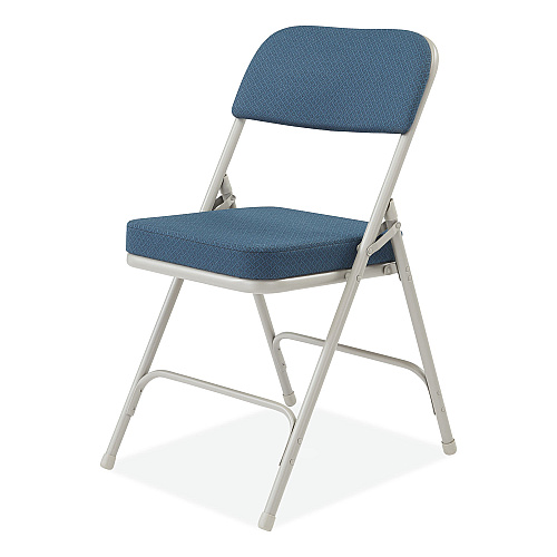 NPS 3200 Series Fabric Dual-Hinge Folding Chair, Supports Up to 300 lb, Regal Blue Seat, Regal Blue Back, Gray Base, 2/Carton (3215)