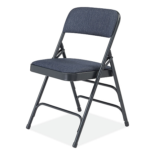 NPS 2300 Series Deluxe Fabric Upholstered Triple Brace Folding Chair, Supports Up to 500 lb, Imperial Blue, 4/Carton (2304)