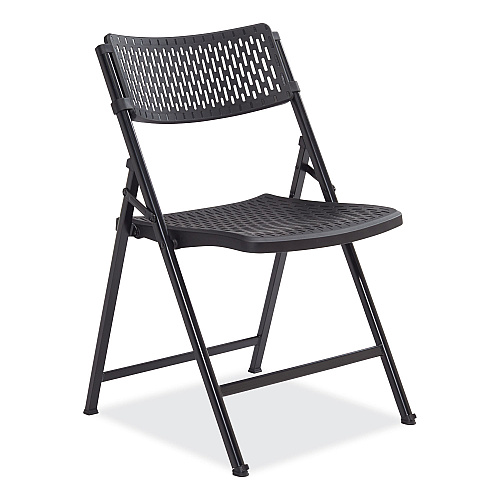NPS AirFlex Series Premium Poly Folding Chair, Supports  Up to 1,000 lb, 17.25" Seat Height, Black, 4/Carton (1410)