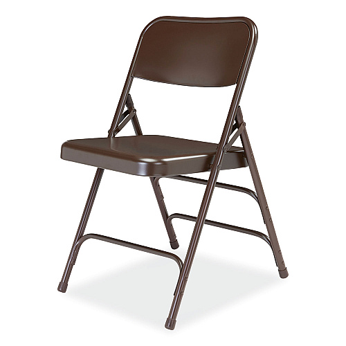 NPS 300 Series Deluxe All-Steel Triple Brace Folding Chair, Supports Up to 480 lb, 17.25" Seat Height, Brown, 4/Carton (303)