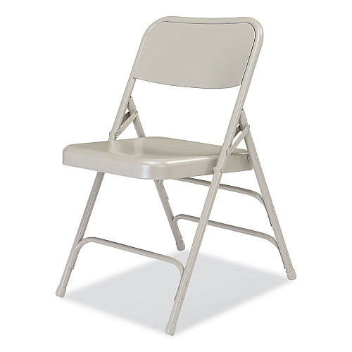 NPS 300 Series Deluxe All-Steel Triple Brace Folding Chair, Supports Up to 480 lb, 17.25" Seat Height, Gray, 4/Carton (302)