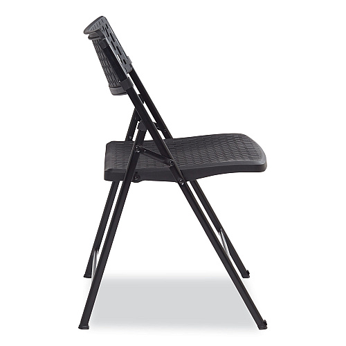 NPS AirFlex Series Premium Poly Folding Chair, Supports  Up to 1,000 lb, 17.25" Seat Height, Black, 4/Carton (1410)