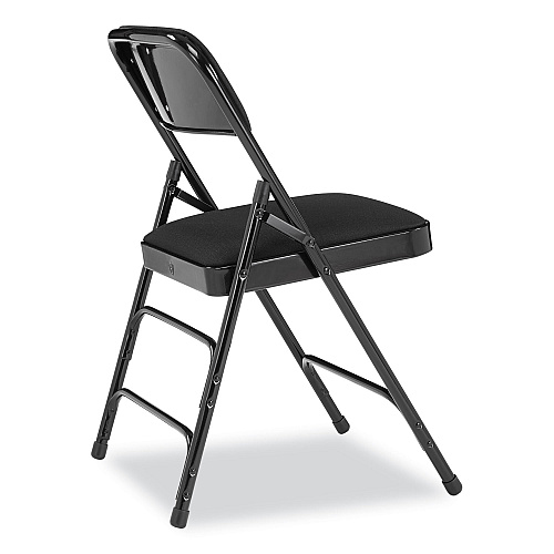 NPS 2300 Series Fabric Upholstered Triple Brace Premium Folding Chair, Supports Up to 500 lb, Midnight Black, 4/Carton (2310)