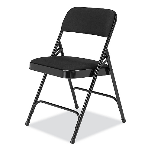 NPS 2200 Series Fabric Dual-Hinge Folding Chair, Supports 500 lb, Midnight Black Seat/Back, Black Base, 4/Carton (2210)
