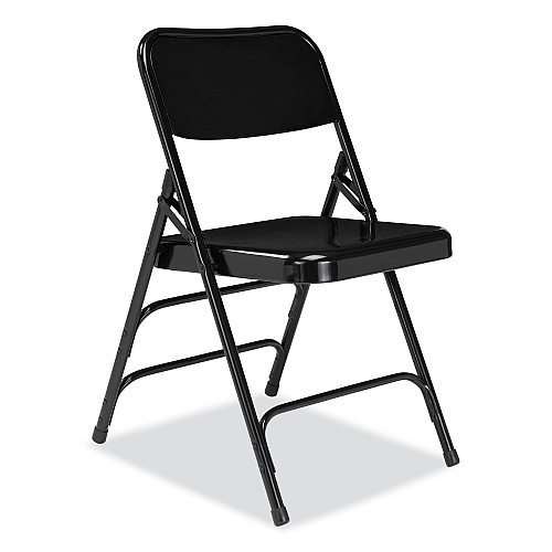 NPS 300 Series Deluxe All-Steel Triple Brace Folding Chair, Supports Up to 480 lb, 17.25" Seat Height, Black, 4/Carton (310)