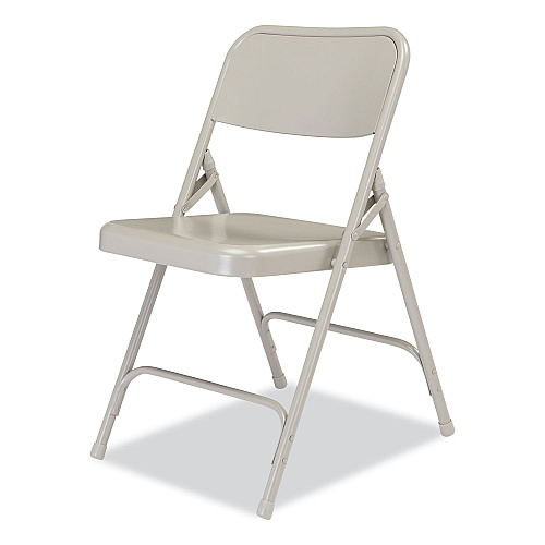 NPS 200 Series Premium All-Steel Double Hinge Folding Chair, Supports Up to 500 lb, 17.25" Seat Height, Gray, 4/Carton (202)