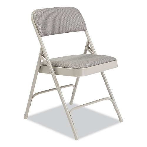 NPS 2200 Series Fabric Dual-Hinge Premium Folding Chair, Supports 500 lb, Greystone Seat, Greystone Back, Gray Base, 4/Carton (2202)