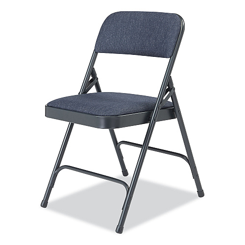 NPS 2200 Series Fabric Dual-Hinge Folding Chair, Supports 500 lb, Royal Blue Sea, Royal Blue Back, Charcoal-Blue Base, 4/Carton (2204)