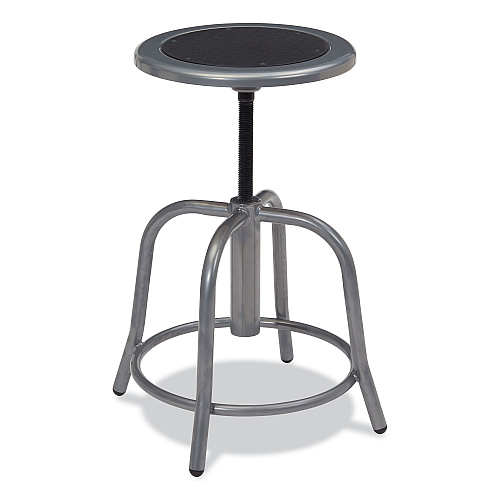 NPS 6800 Series Height Adjustable Metal Seat Swivel Stool, Supports Up to 300 lb, 18" to 24" Seat Height, Black Seat, Gray Base (681002)