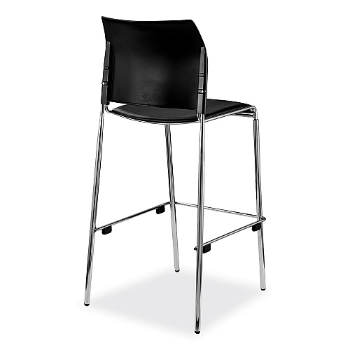 NPS Cafetorium Bar Height Stool, Padded Seat/Back, Supports Up to 500 lb, 31" Seat Height, Black Seat, Black Back,Chrome Base (8710B1110)