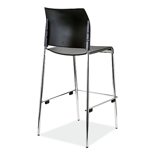 NPS Cafetorium Bar Height Stool, Supports Up to 500 lb, 31" Seat Height, Black Seat, Black Back, Chrome Base (8810B1110)