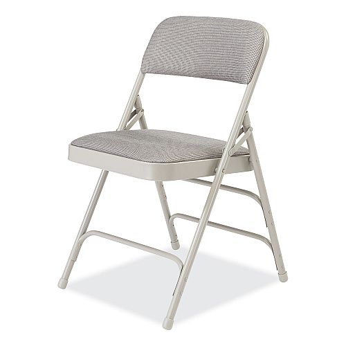 NPS 2300 Series Fabric Triple Brace Double Hinge Premium Folding Chair, Supports Up to 500 lb, Greystone, 4/Carton (2302)