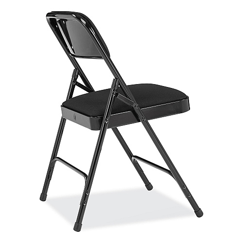 NPS 2200 Series Fabric Dual-Hinge Folding Chair, Supports 500 lb, Midnight Black Seat/Back, Black Base, 4/Carton (2210)