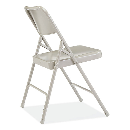 NPS 200 Series Premium All-Steel Double Hinge Folding Chair, Supports Up to 500 lb, 17.25" Seat Height, Gray, 4/Carton (202)