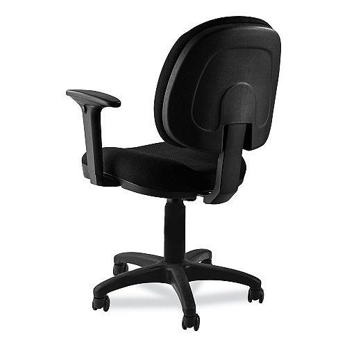 NPS Comfort Task Chair with Arms, Supports Up to 300 lb, 19" to 23" Seat Height, Black Seat, Black Back, Black Base (CTCA)