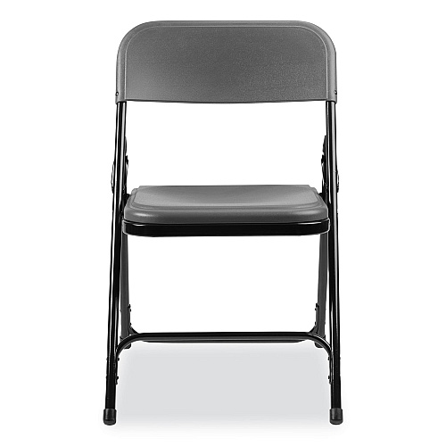 NPS 800 Series Plastic Folding Chair, Supports Up to 500 lb, 18" Seat Height, Charcoal Seat, Charcoal Back, Black Base, 4/Carton (820)