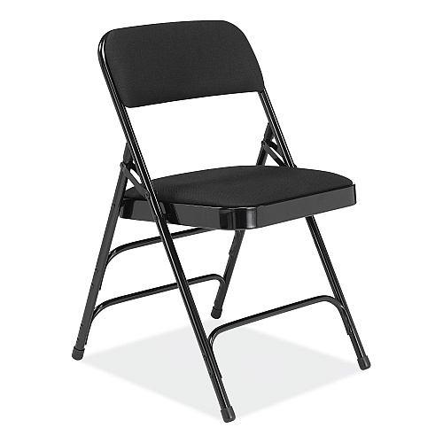 NPS 2300 Series Fabric Upholstered Triple Brace Premium Folding Chair, Supports Up to 500 lb, Midnight Black, 4/Carton (2310)