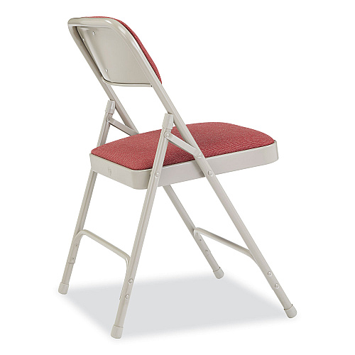 NPS 2200 Series Fabric Dual-Hinge Premium Folding Chair, Supports Up to 500 lb, Cabernet Seat, Cabernet Back, Gray Base, 4/Carton (2208)