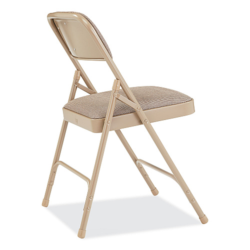 NPS 2200 Series Deluxe Fabric Upholstered Dual-Hinge Premium Folding Chair, Supports Up to 500 lb, Cafe Beige, 4/Carton (2201)