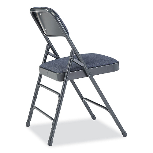 NPS 2300 Series Deluxe Fabric Upholstered Triple Brace Folding Chair, Supports Up to 500 lb, Imperial Blue, 4/Carton (2304)