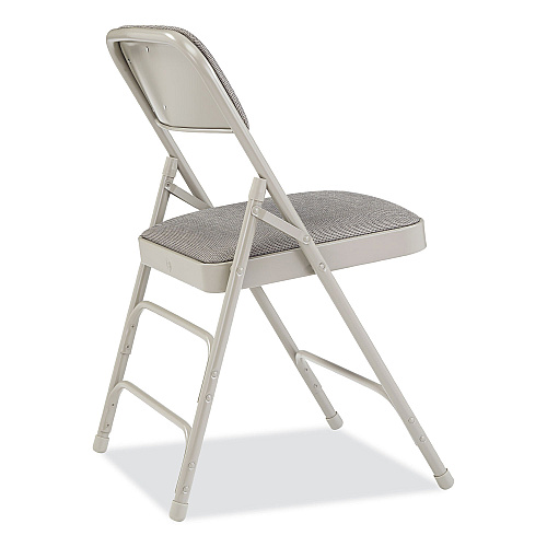 NPS 2300 Series Fabric Triple Brace Double Hinge Premium Folding Chair, Supports Up to 500 lb, Greystone, 4/Carton (2302)